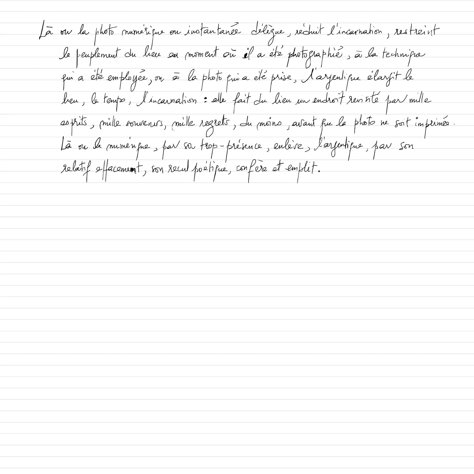 Photographie et Présence, handwritten page 2
